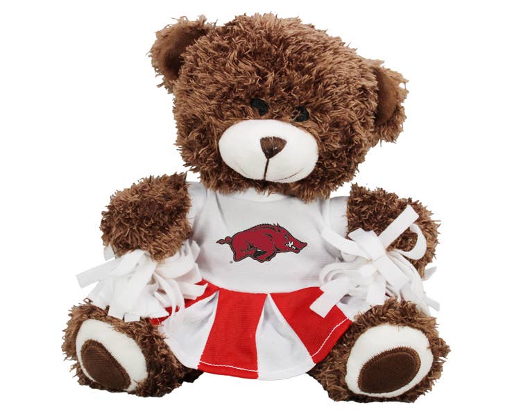 ARKANSAS RAZORBACKS PLUSH BEAR CHEERLEADER W DRESS RED