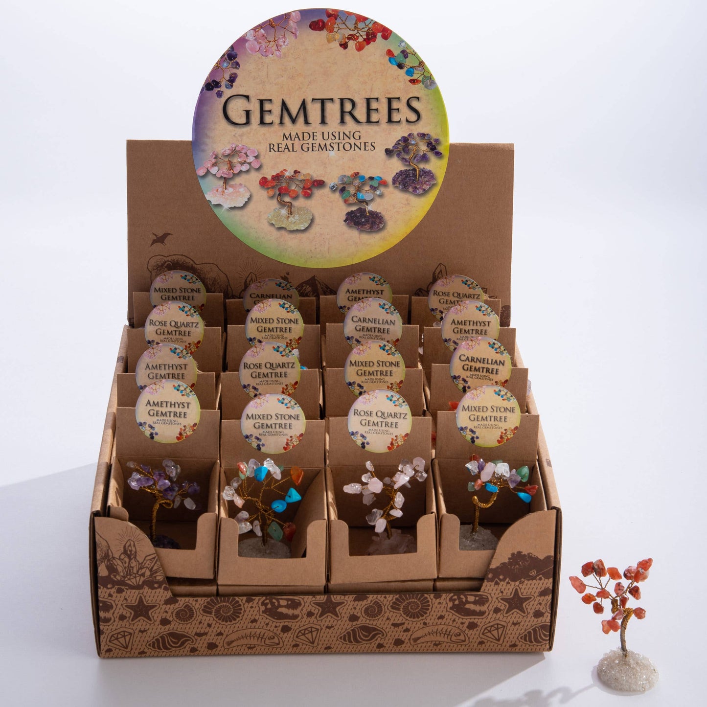 Mini Gemstone Trees with Quartz Base | Assorted Crystal Decor (2.5–3”)