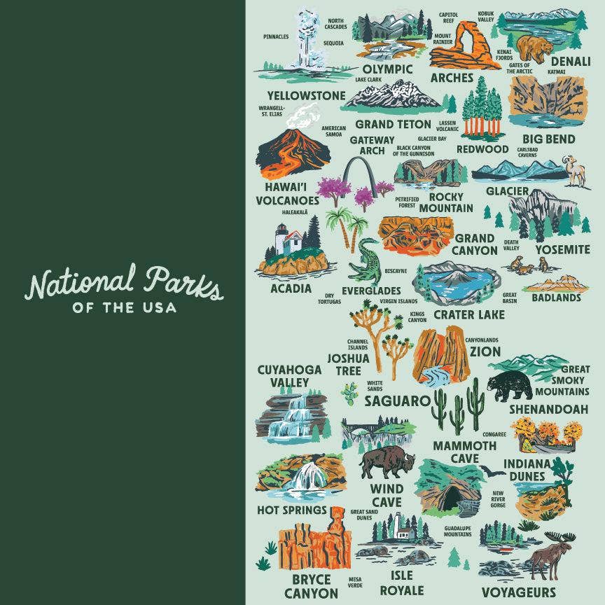National Parks of the USA Illustrated Map Socks