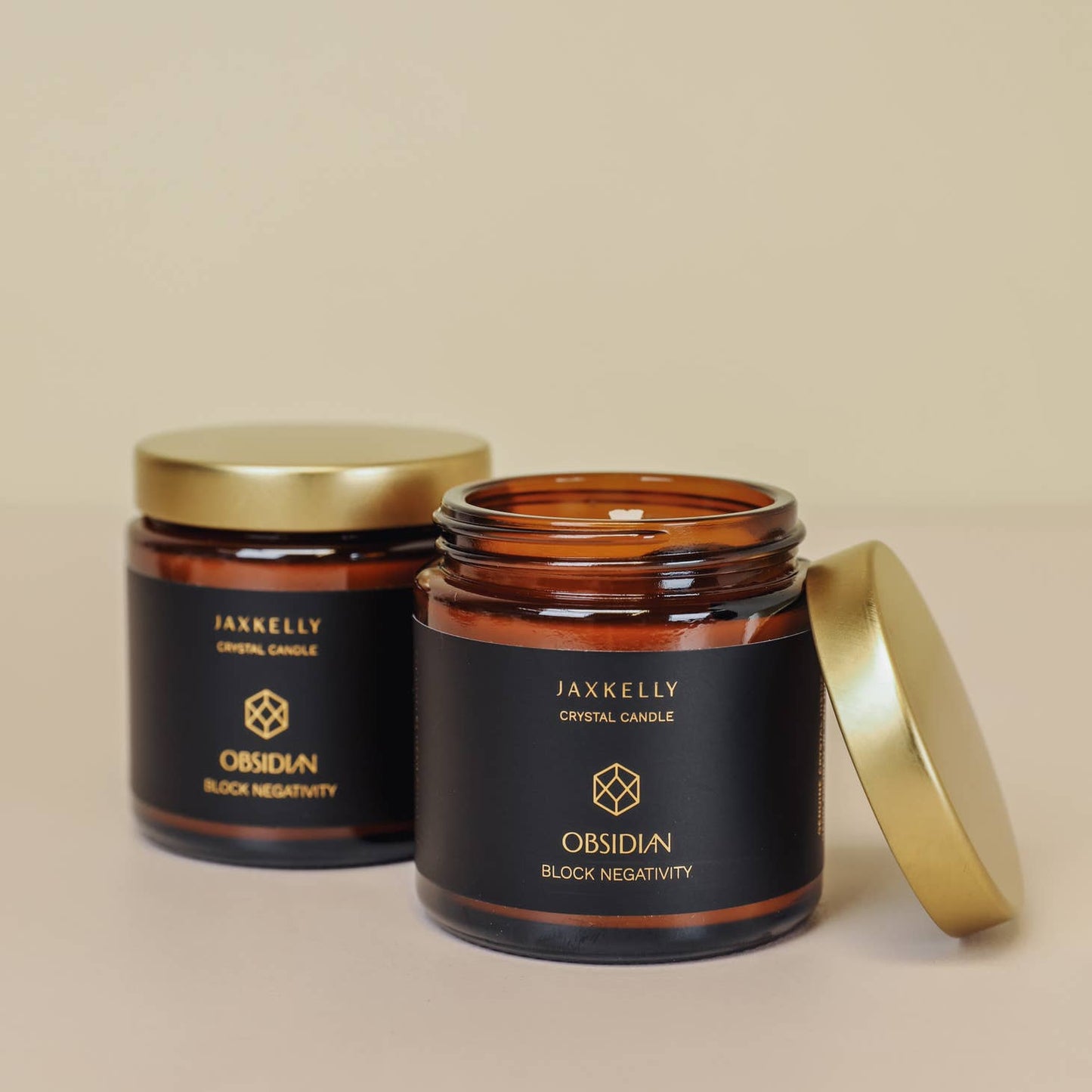 Amber Crystal Candle Obisidian 4 oz