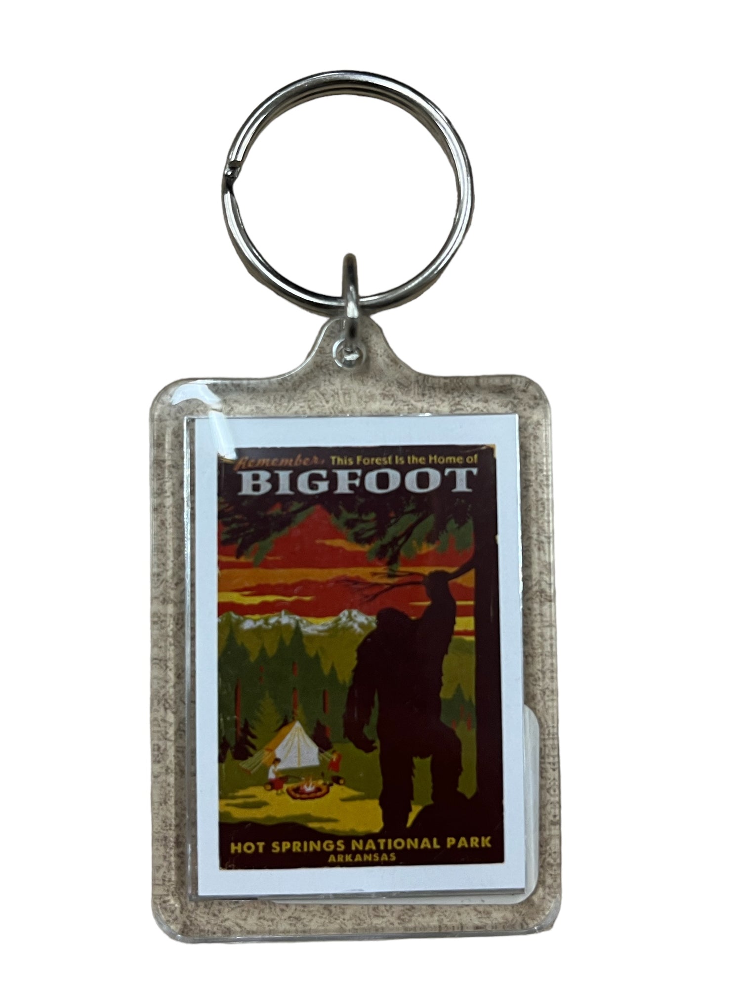 Bigfoot Mountain Metal Keychain