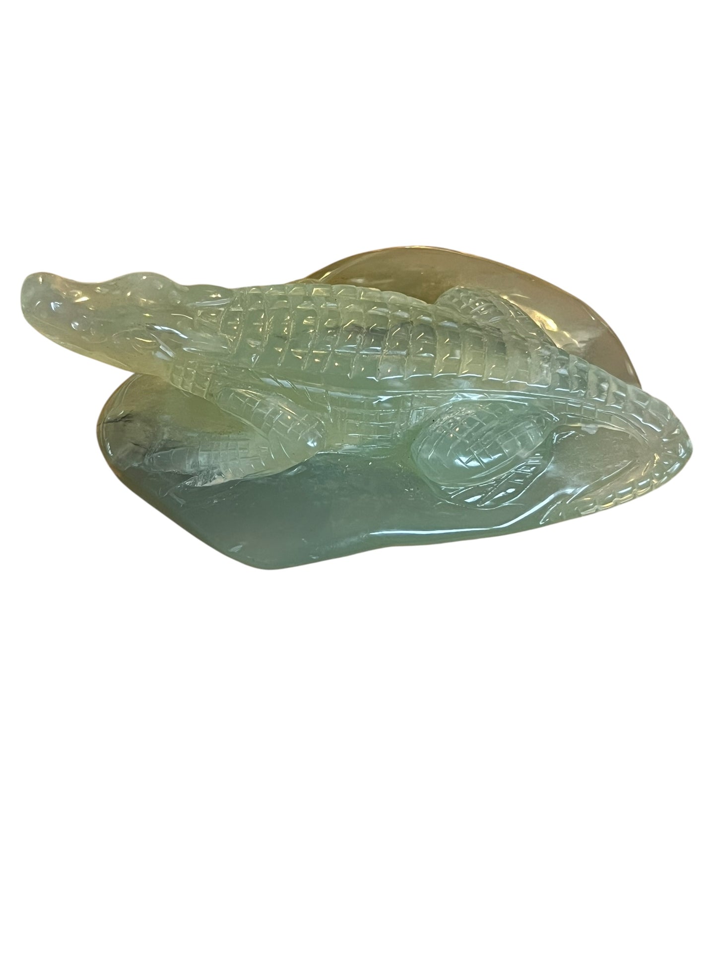 Hand-Carved New Jade Alligator | Natural Stone Sculpture (4–5”)
