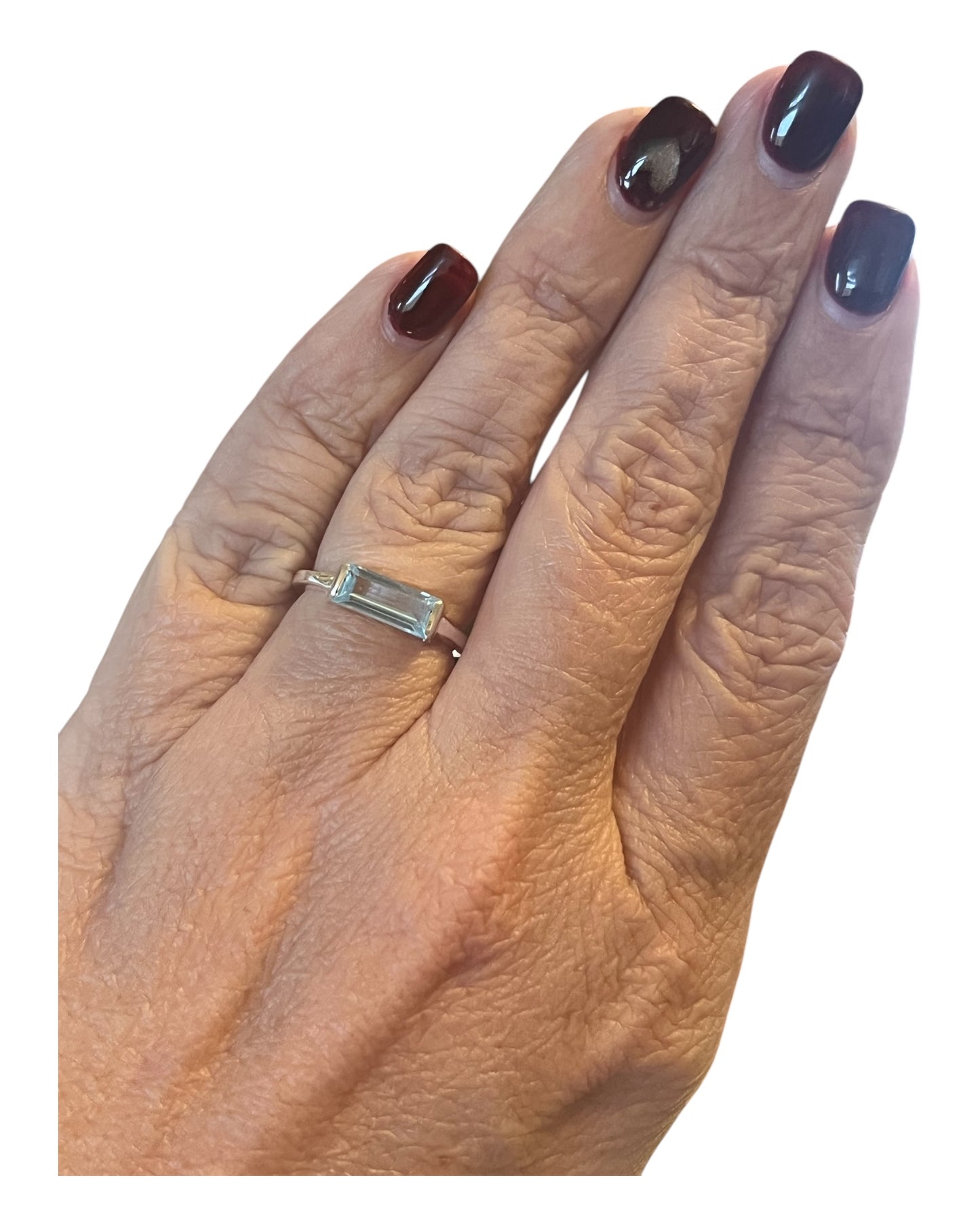 Blue Topaz Ring, Emerald Cut