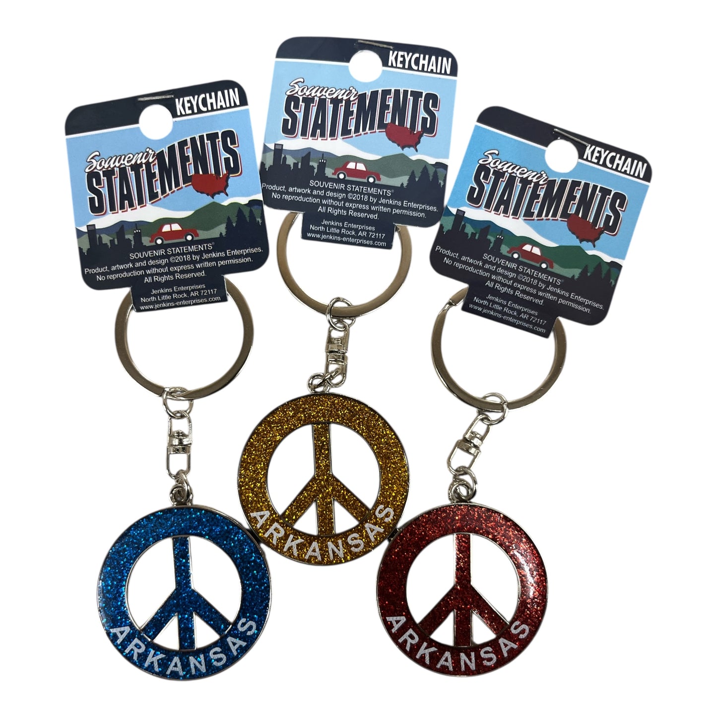 Glitter Peach Arkansas Keychain