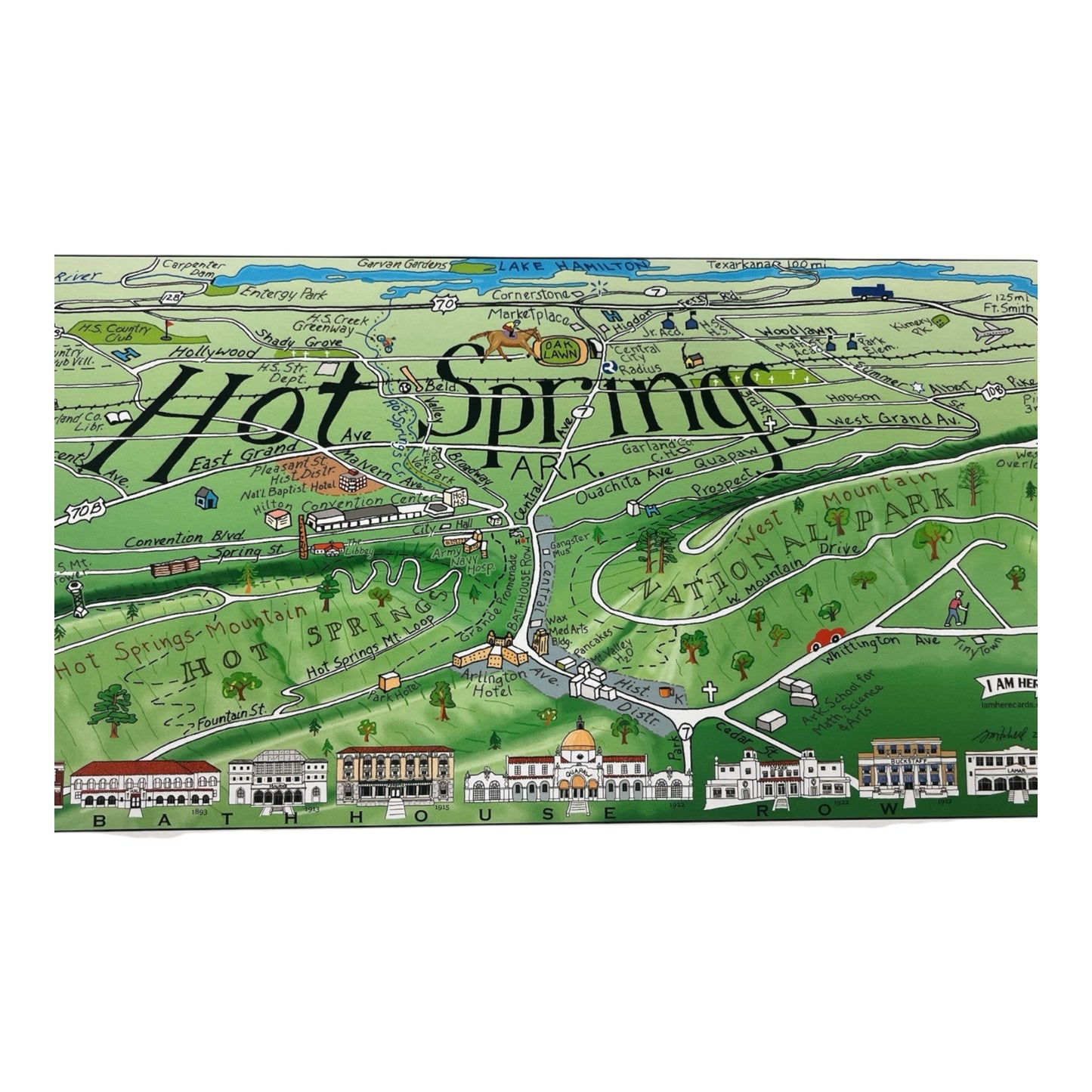 Hot Springs Color Map postcard