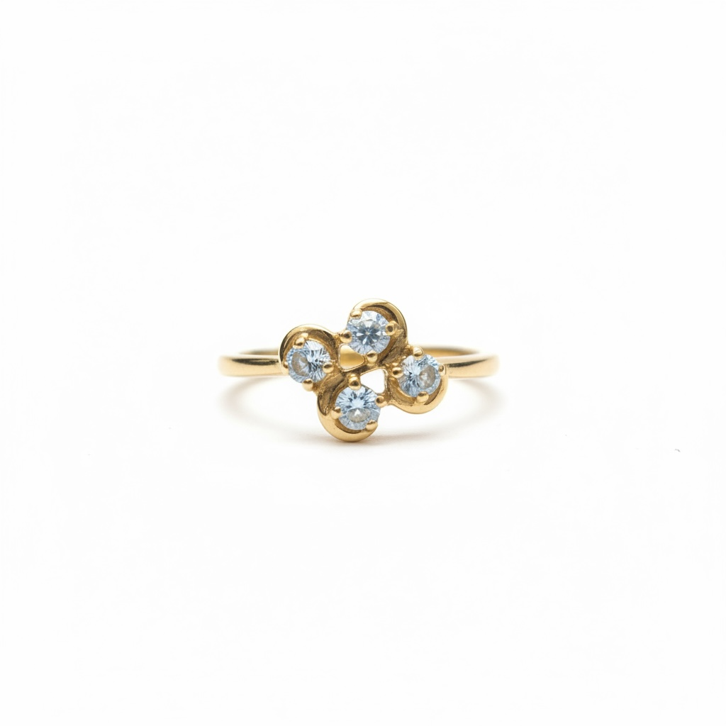Blue Topaz Cluster Ring | Sterling Silver with Gold Overlay | Size 7