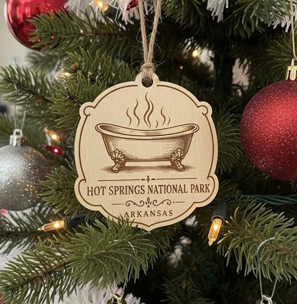 Hot Springs National Park Clawfoot Tub Ornament | Wooden Arkansas Keepsake