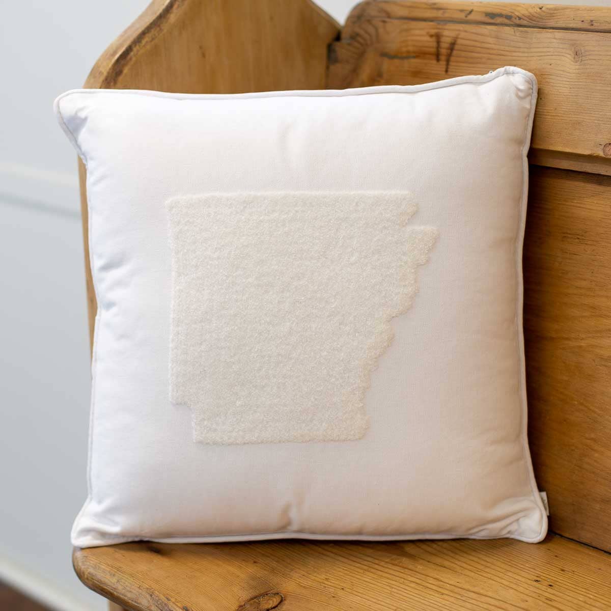 Arkansas Embroidered Pillow Soft White 16x16
