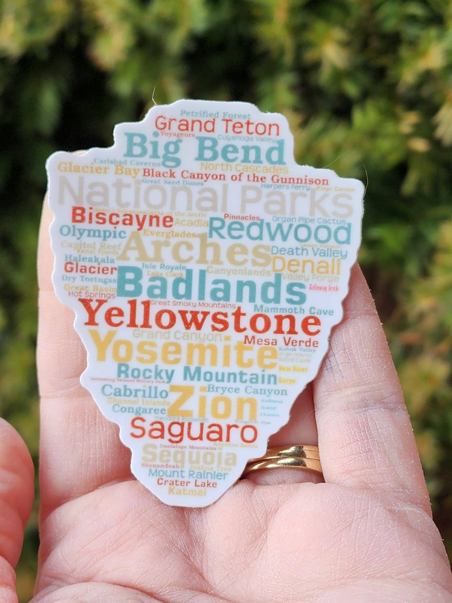 National Parks Names Arrowhead 3-inch Sticker