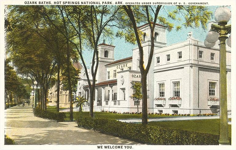 AR-72 Ozark Baths, Hot Springs - Vintage Image, Postcard