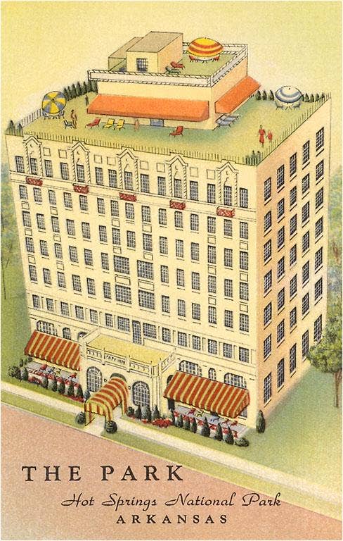 AR-83 Park Hotel, Hot Springs - Vintage Image, Postcard