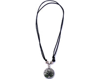 Round Metal Tree of Life Stone Pendant Adjustable Necklace