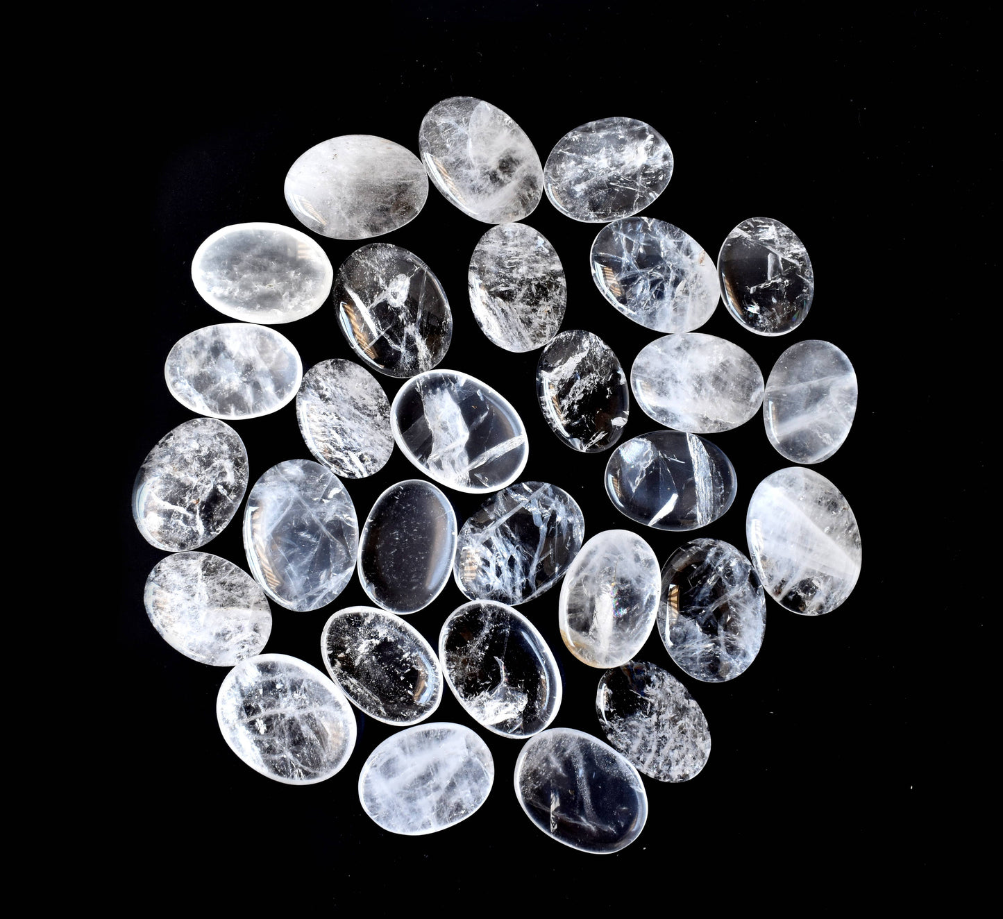 Lot of 20Pcs Clear Quartz Worry Stone(Thumb Indent Crystals)