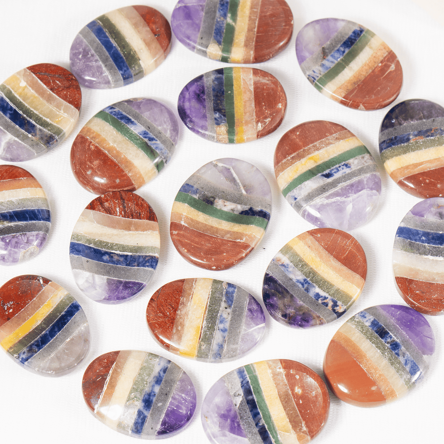 Bonded Chakra Worry Stones, Pocket Crystal, Thumb Stones