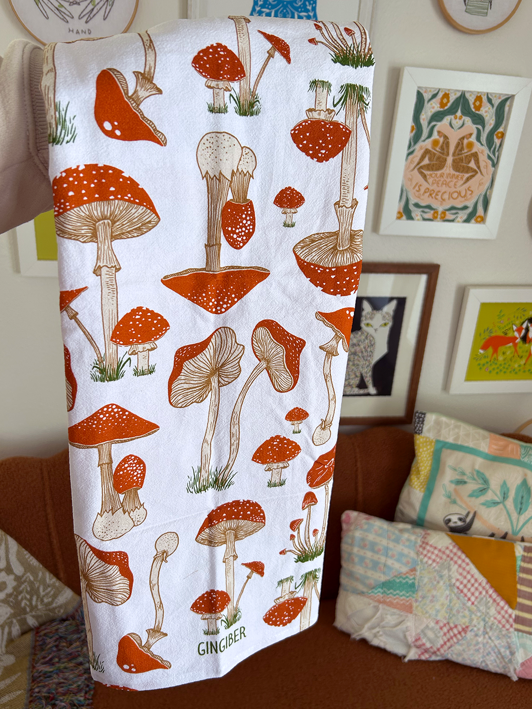 Enchanted Toadstools Tea Towel –Mushrooms, Fall