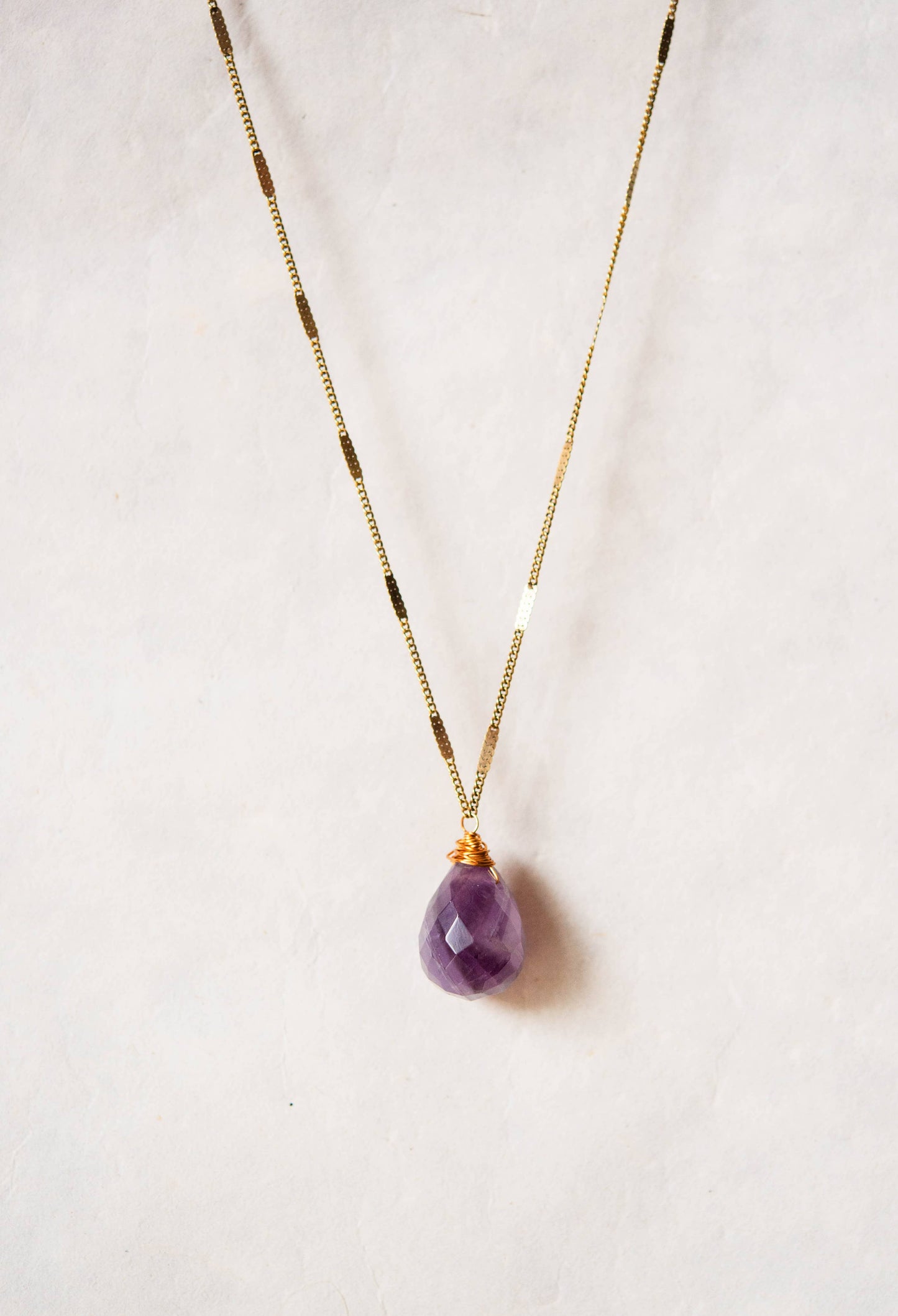 Zara Natural Stone Drop Necklace | Dog Tooth Amethyst