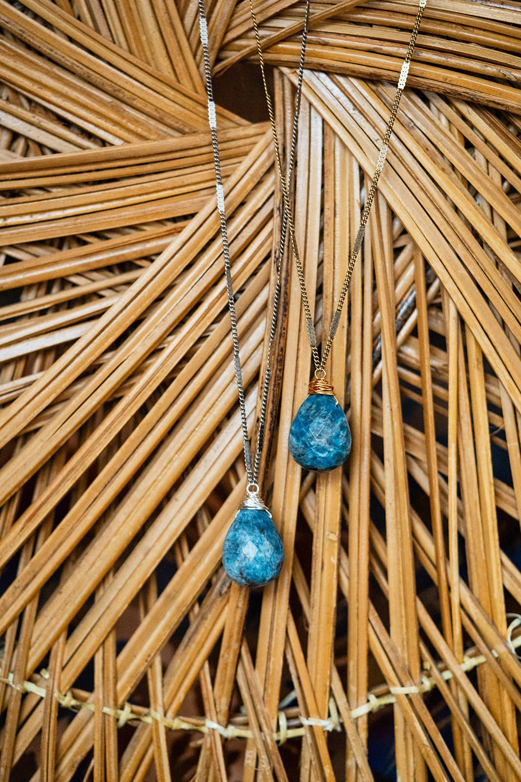Zara Natural Stone Drop Necklace | Apatite
