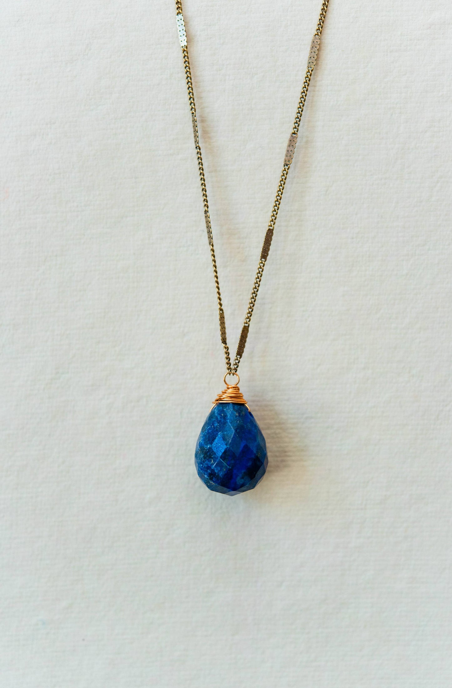 Zara Natural Stone Drop Necklace | Lapis