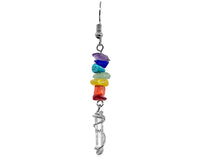 Rainbow Chip Stone Wire Wrapped Quartz Crystal Earrings