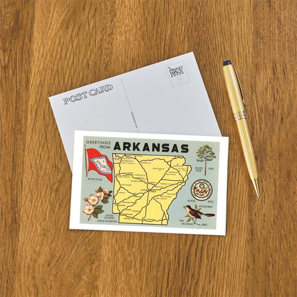 Postcard AR-28 Map of Arkansas