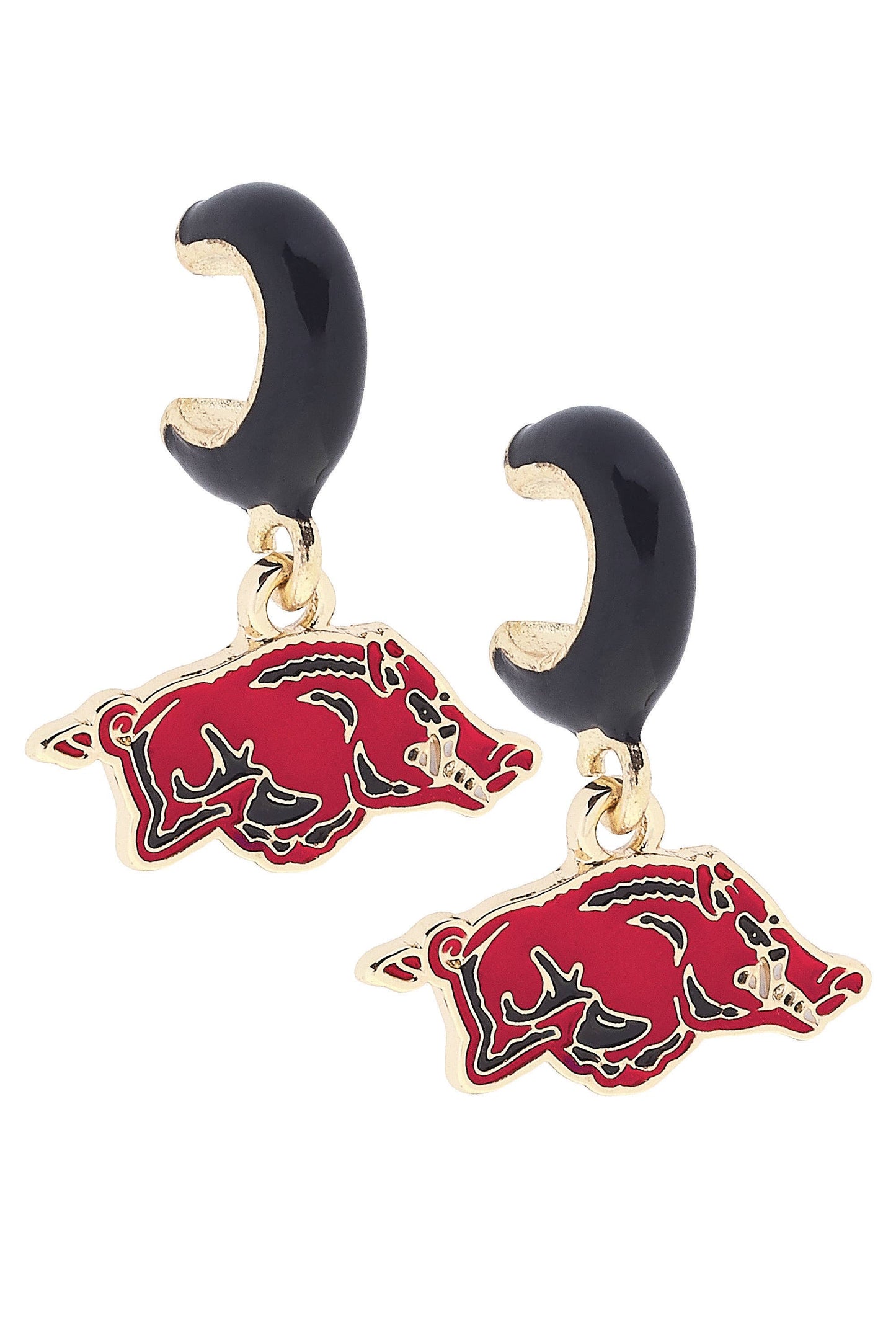 Arkansas Razorbacks Enamel Logo Huggie Hoop Earrings