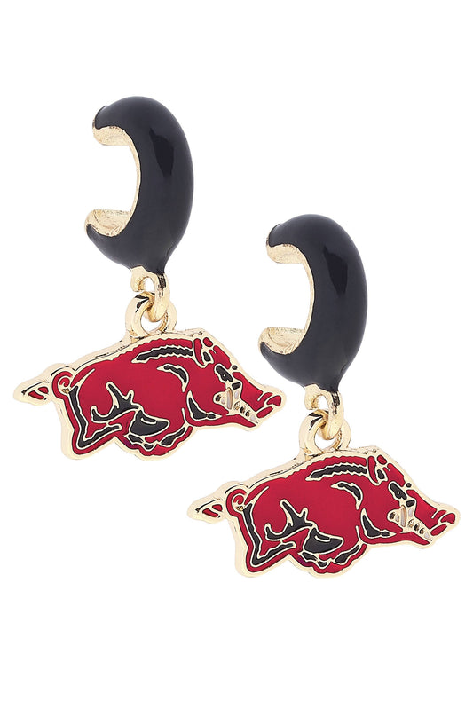 Arkansas Razorbacks Enamel Logo Huggie Hoop Earrings