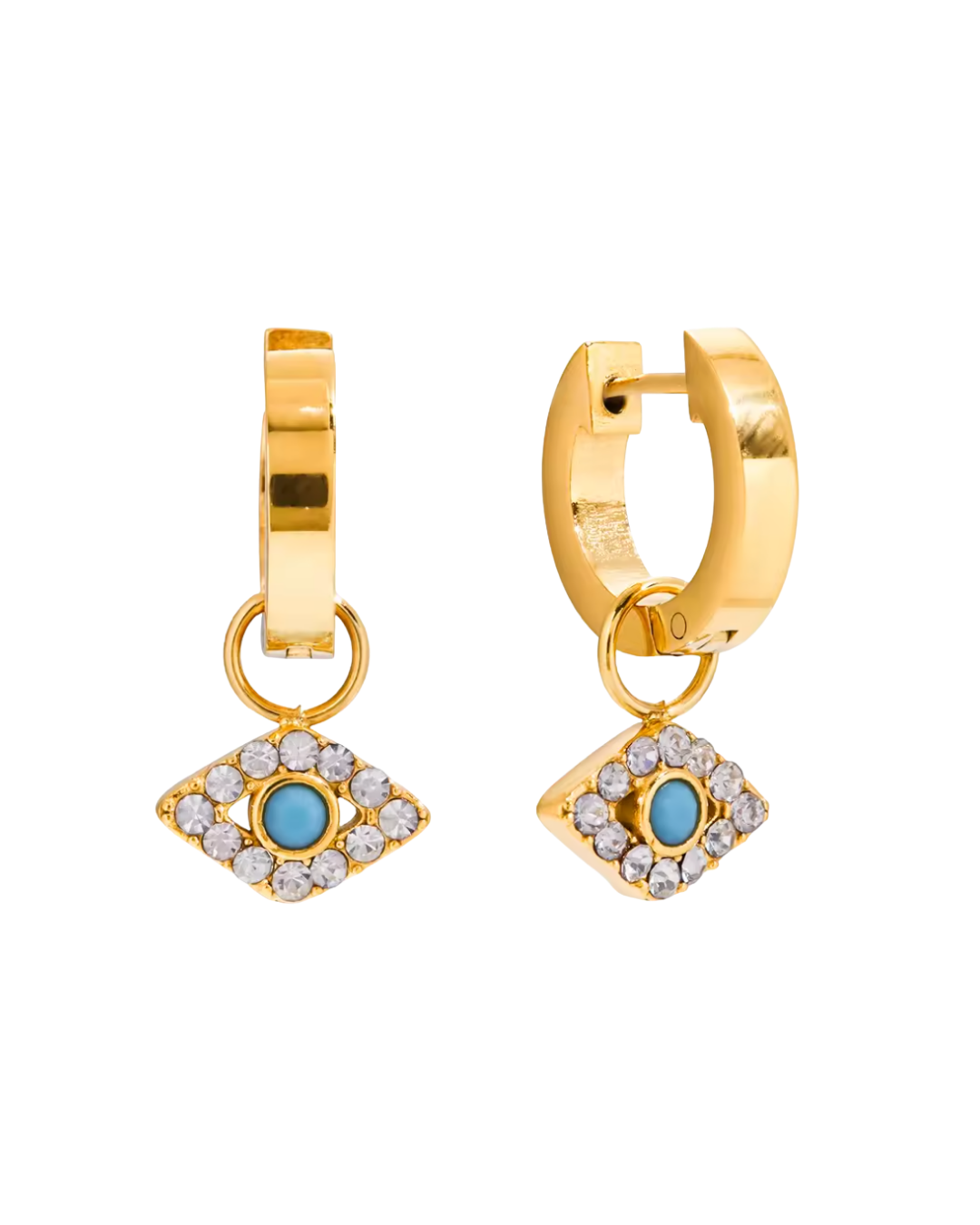 Venice Evil Eye Huggie Earrings : Hypoallergenic, Water Resistant, & Made in Arkansas