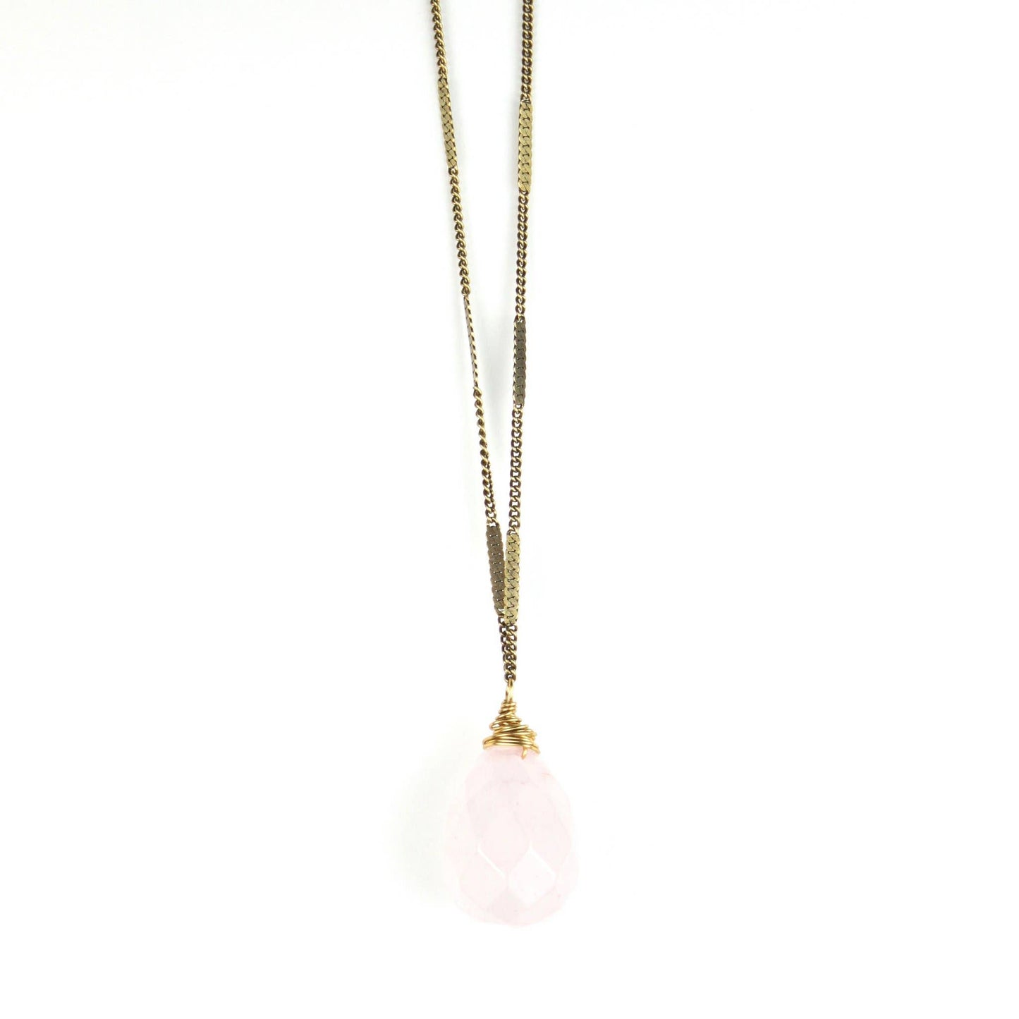 Zara Natural Stone Drop Necklace | Rose Quartz