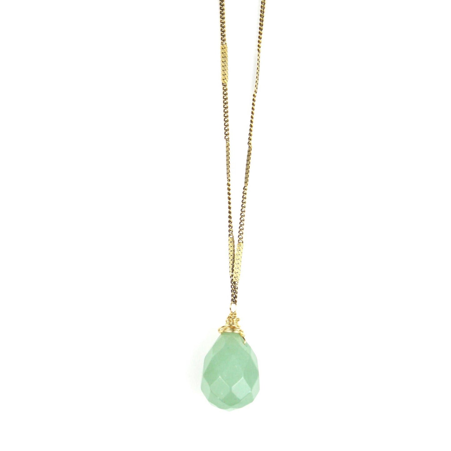 Zara Natural Stone Drop Necklace | Green Aventurine