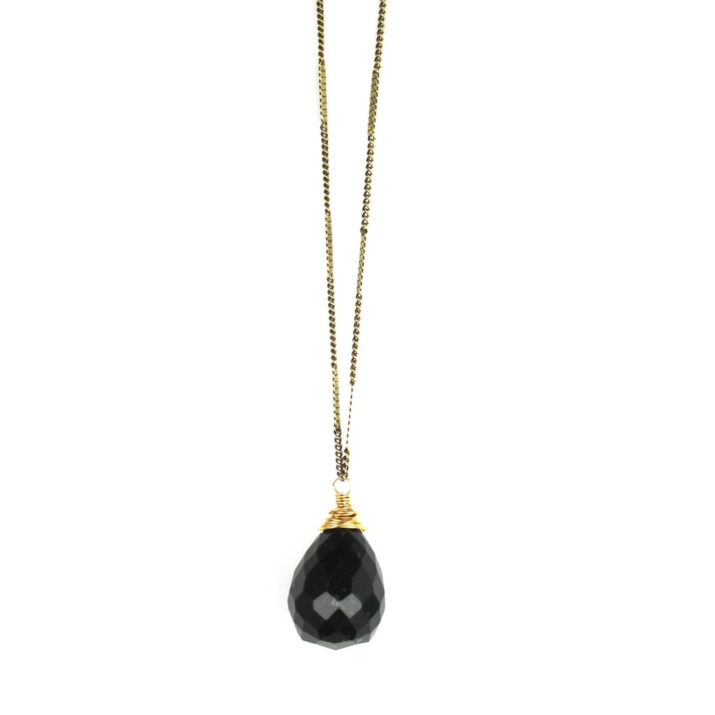 Zara Natural Stone Drop Necklace | Black Jasper