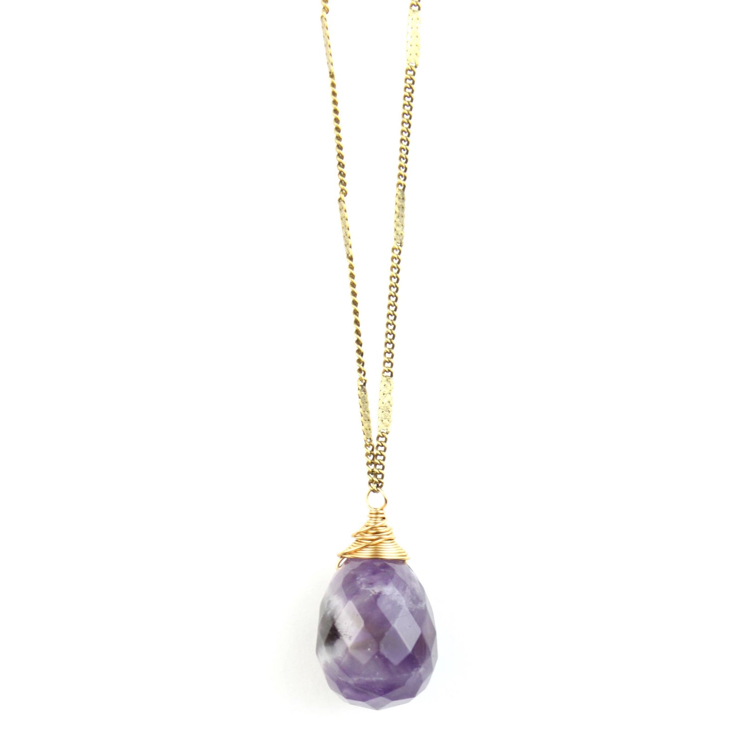 Zara Natural Stone Drop Necklace | Dog Tooth Amethyst