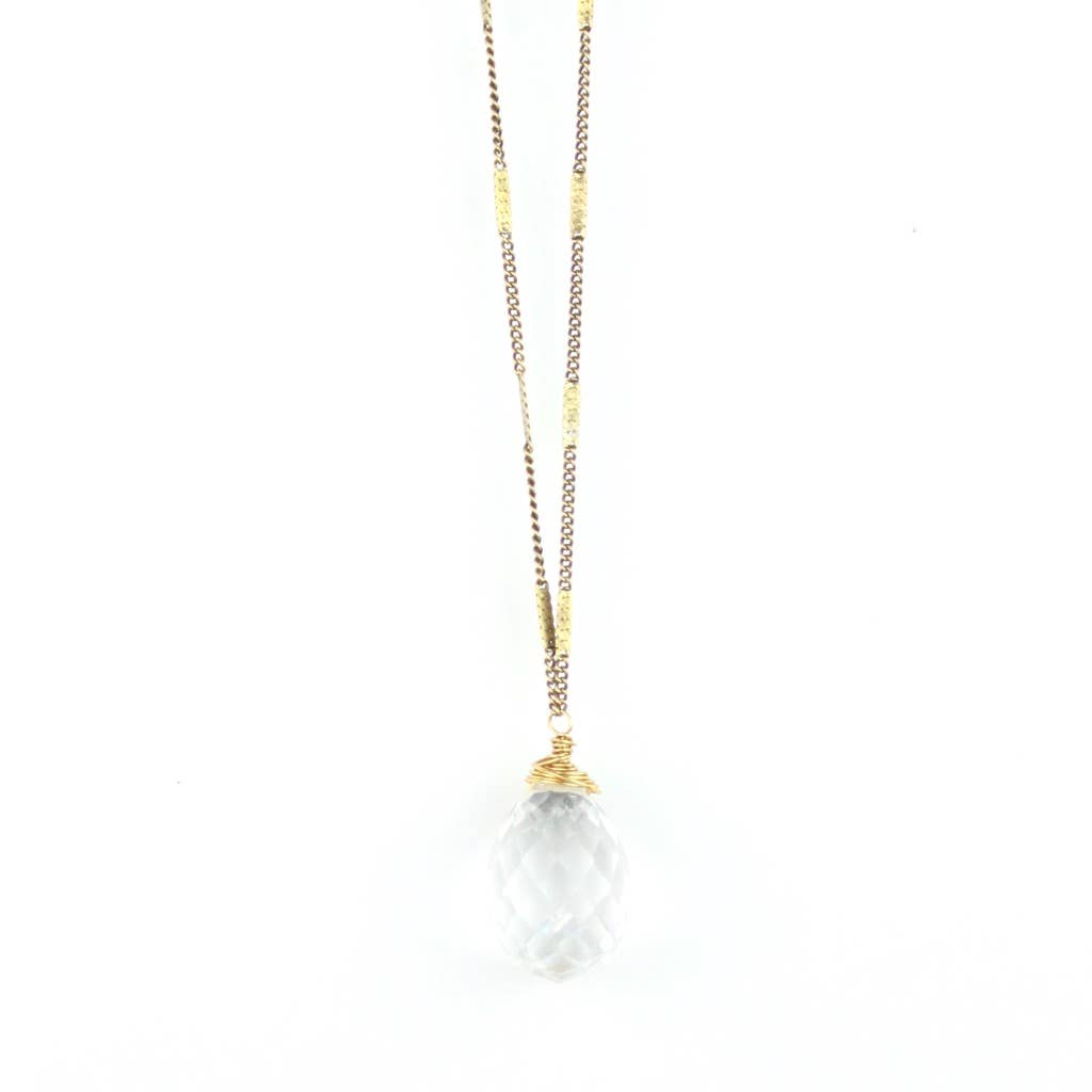 Zara Natural Stone Drop Necklace | Quartz Crystal