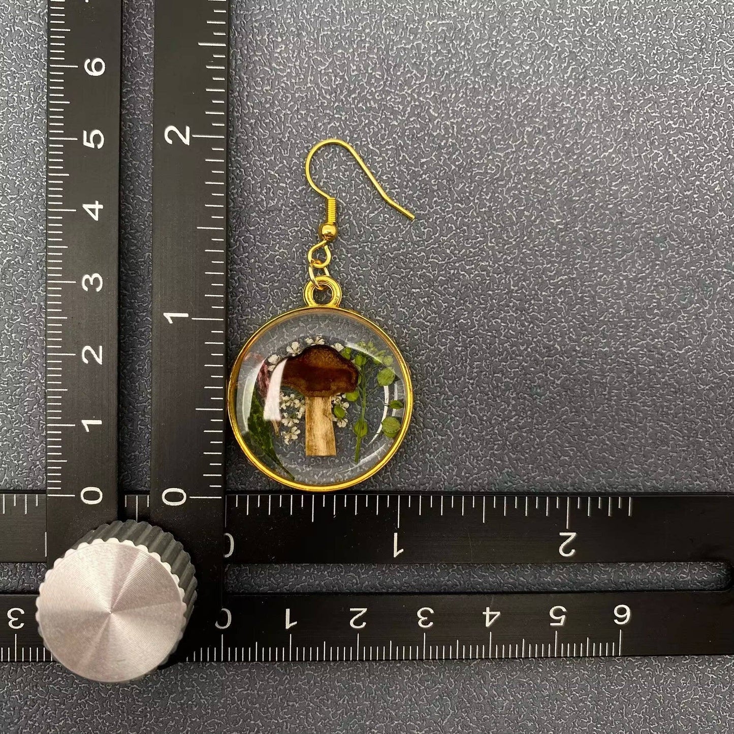 Dried Flowers & Mushroom Round Dangle Earrings - PDF