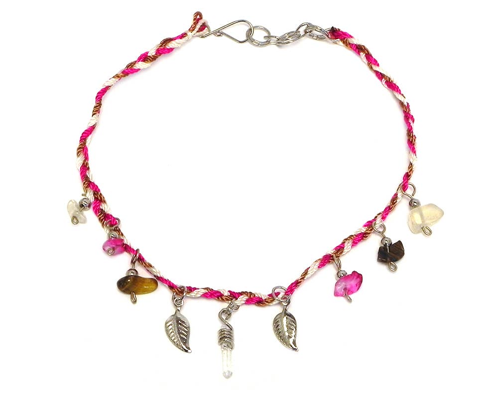 Crystal Chip Stone Macrame Rope Anklet