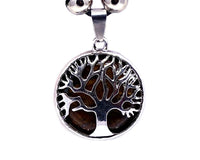 Round Metal Tree of Life Stone Pendant Adjustable Necklace