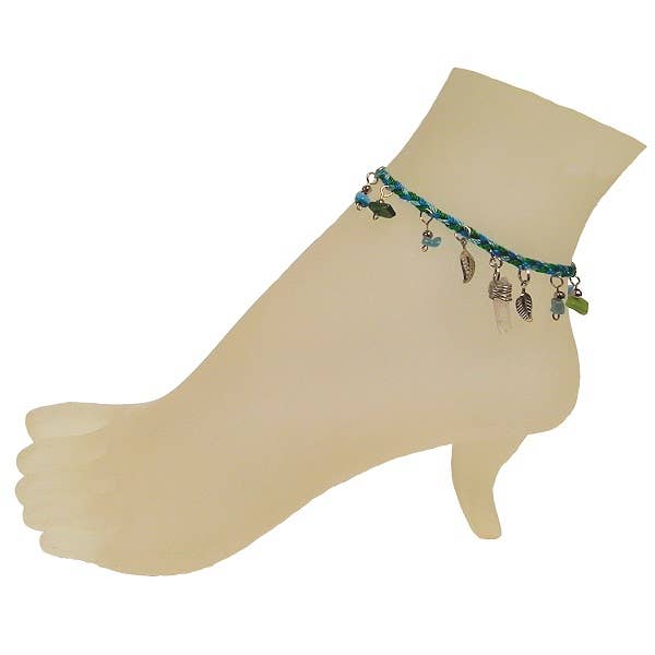 Crystal Chip Stone Macrame Rope Anklet