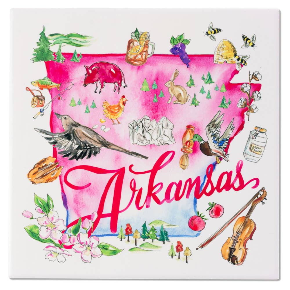 AR State Collection 8" Ceramic Trivet Arkansas Rosanne Beck