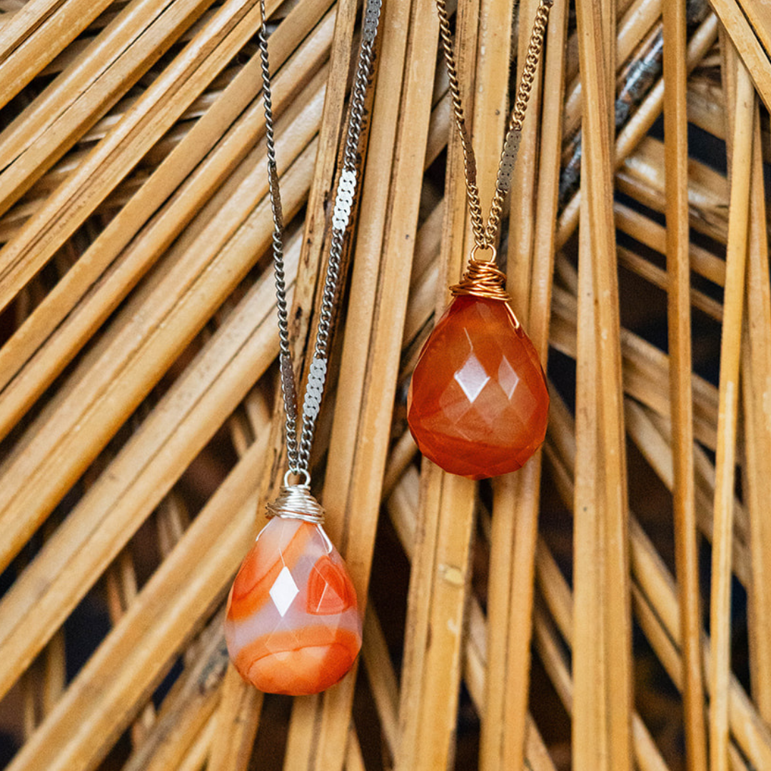 Zara Natural Stone Drop Necklace | Carnelian
