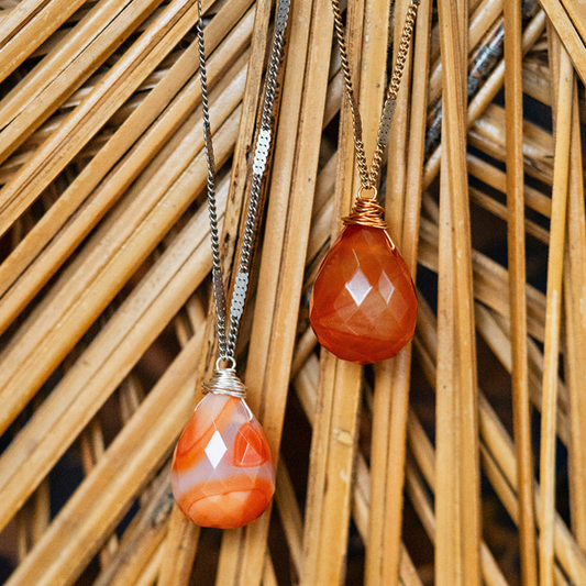 Zara Natural Stone Drop Necklace | Carnelian