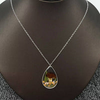 Dried Flower Mushroom Drop Charm Necklace - PDF