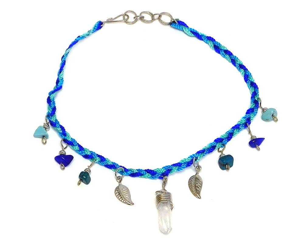 Crystal Chip Stone Macrame Rope Anklet