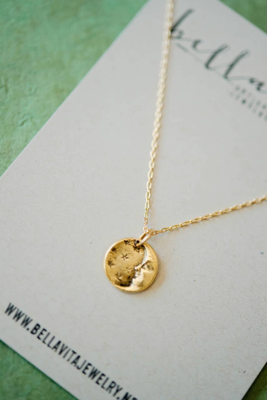 Bitty Button Charm Necklace | Moon and Stars Necklace