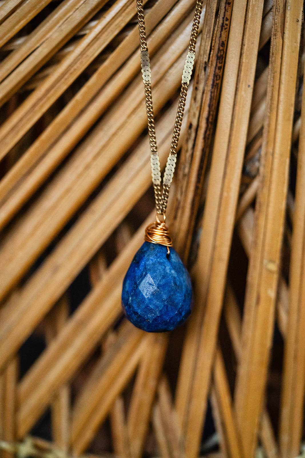Zara Natural Stone Drop Necklace | Lapis