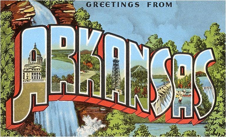 AR-64 Greetings from Arkansas - Vintage Image, Magnet