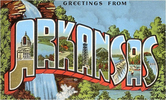 AR-64 Greetings from Arkansas - Vintage Image, Magnet
