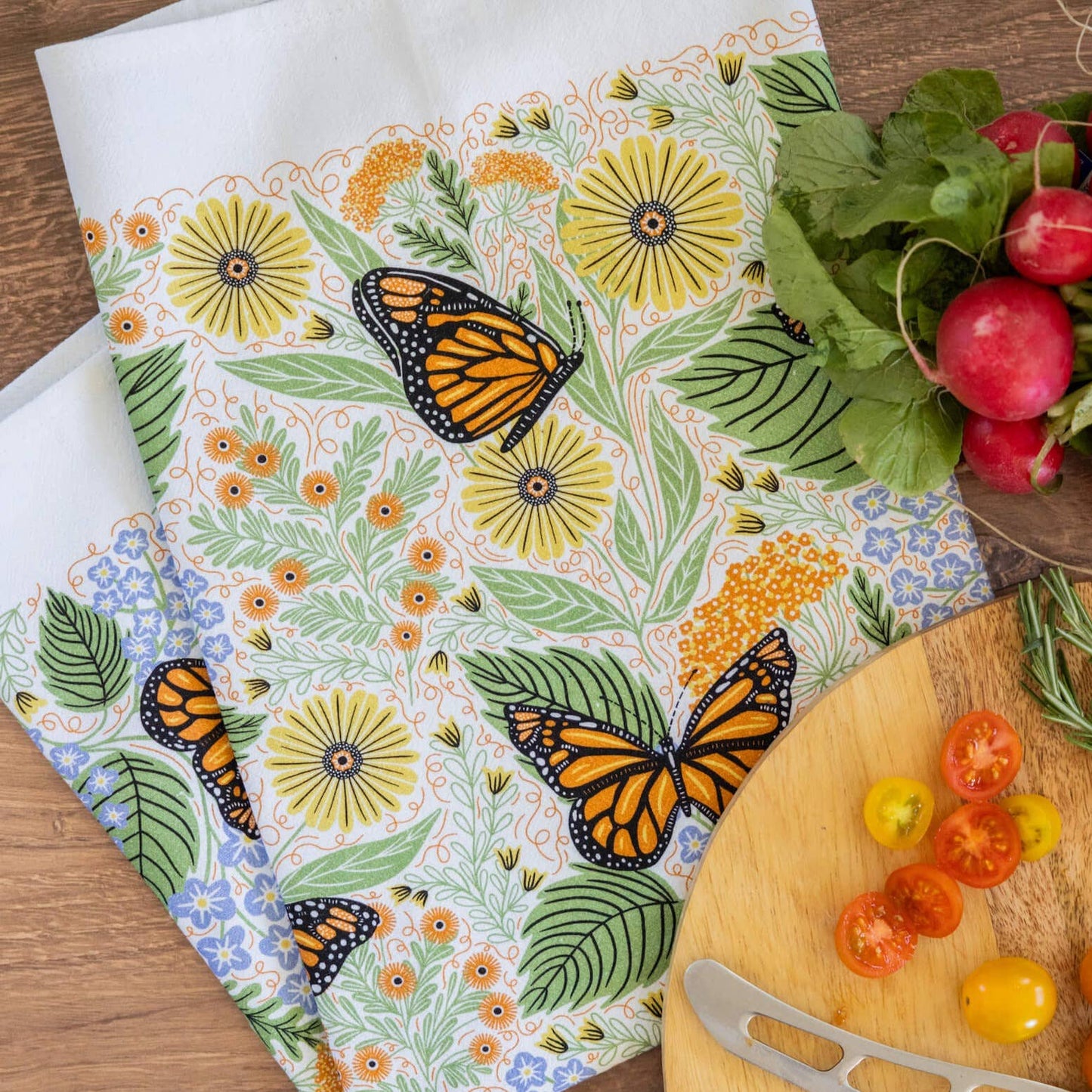 Monarch Garden Tea Towel – Butterflies, Floral