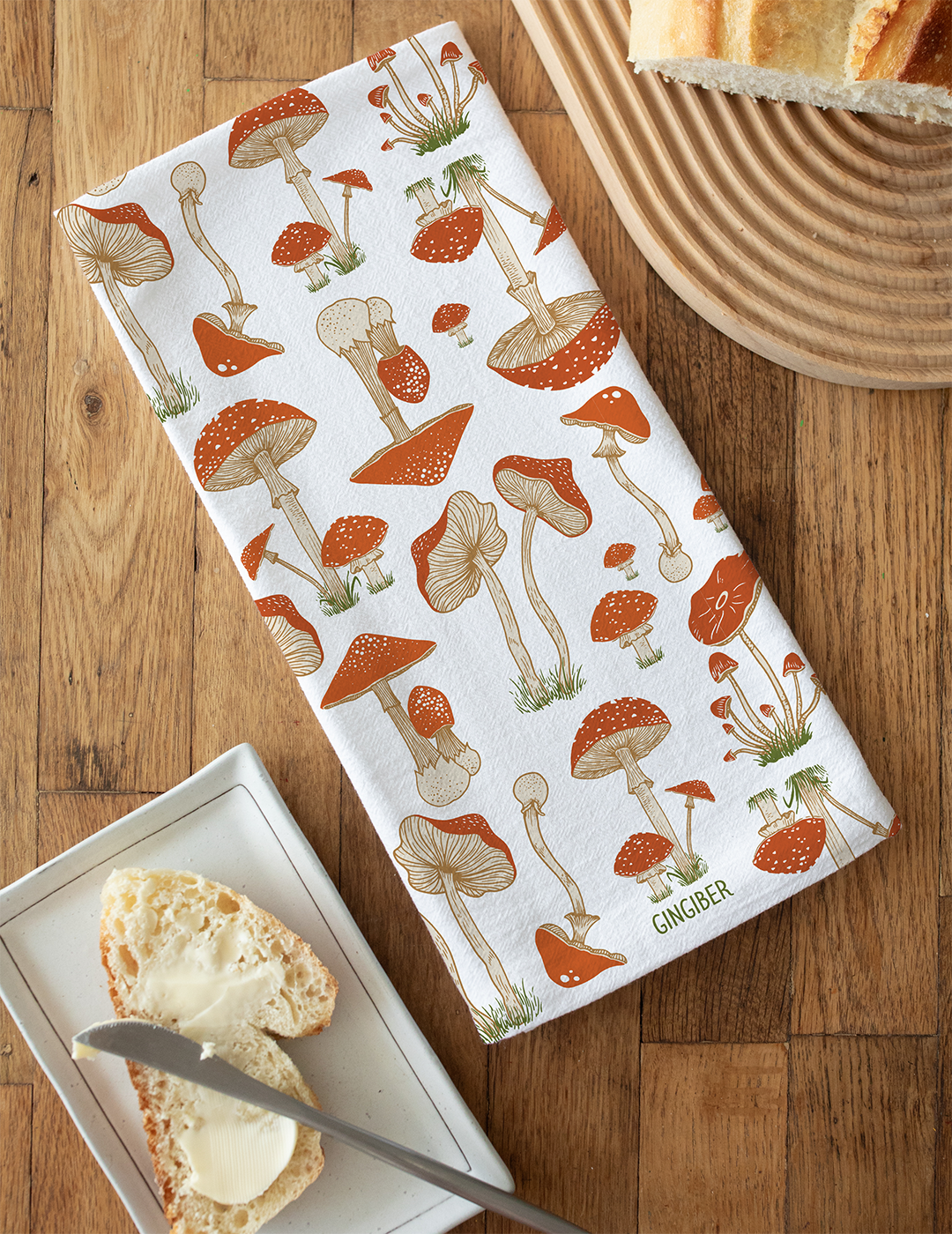 Enchanted Toadstools Tea Towel –Mushrooms, Fall