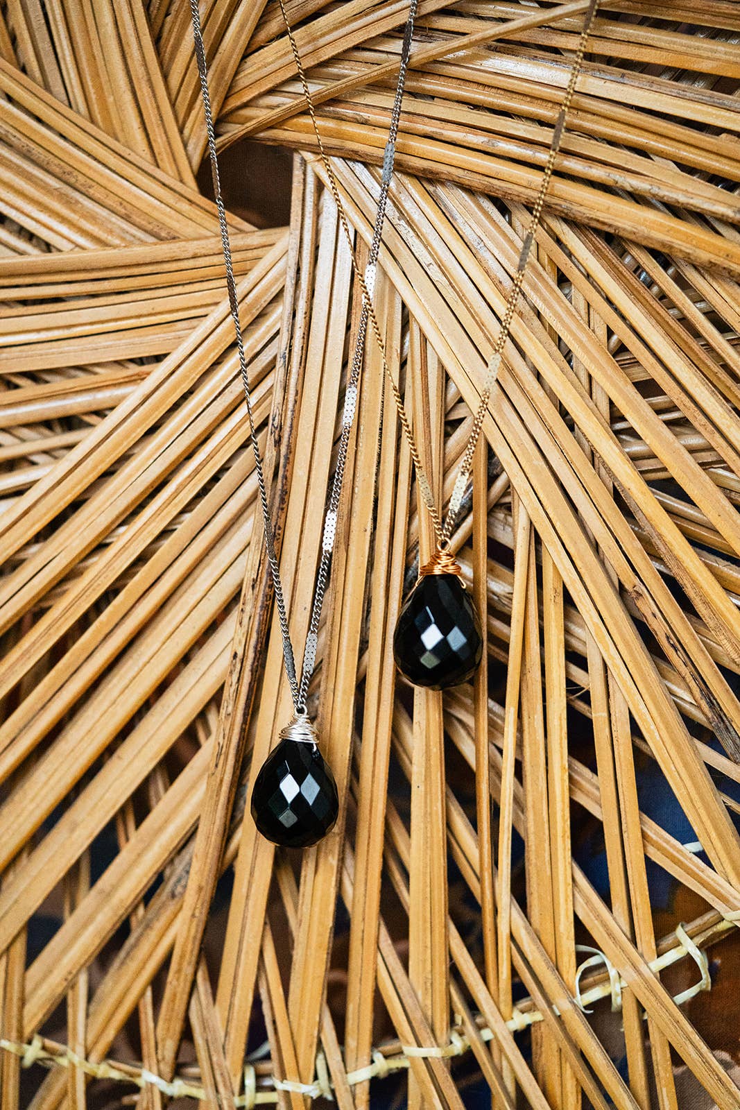 Zara Natural Stone Drop Necklace | Black Jasper