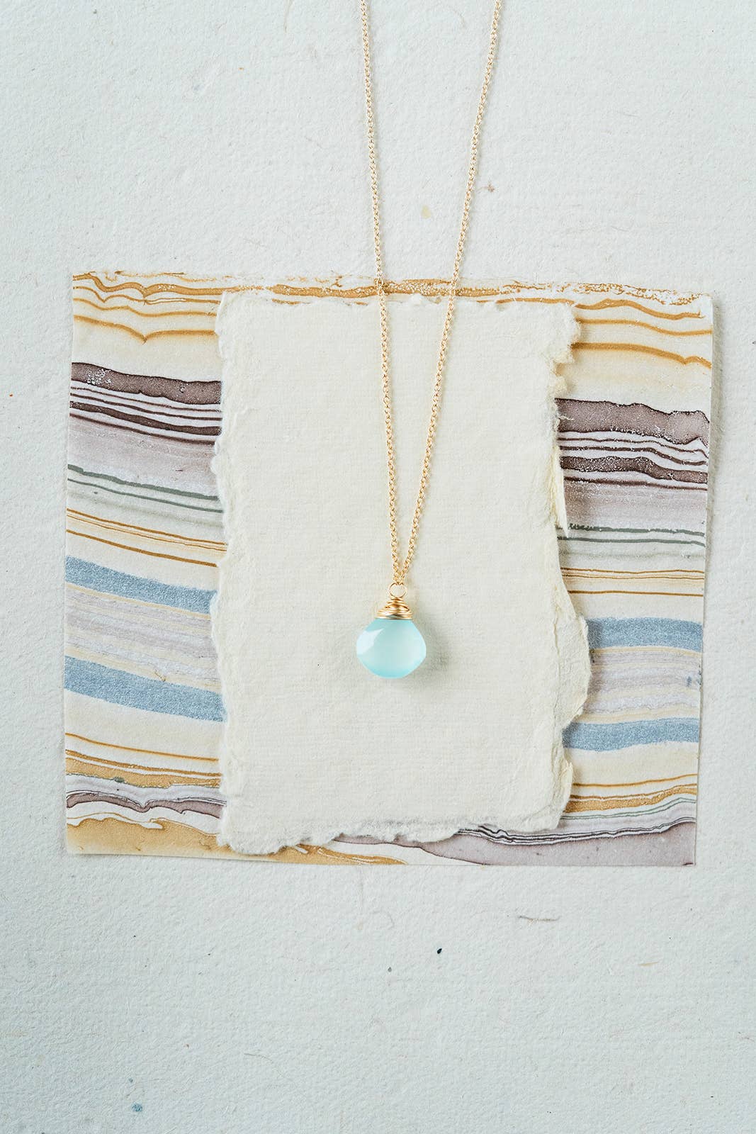 Pantone Necklace - Aqua Chalcedony Natural Stone Necklace