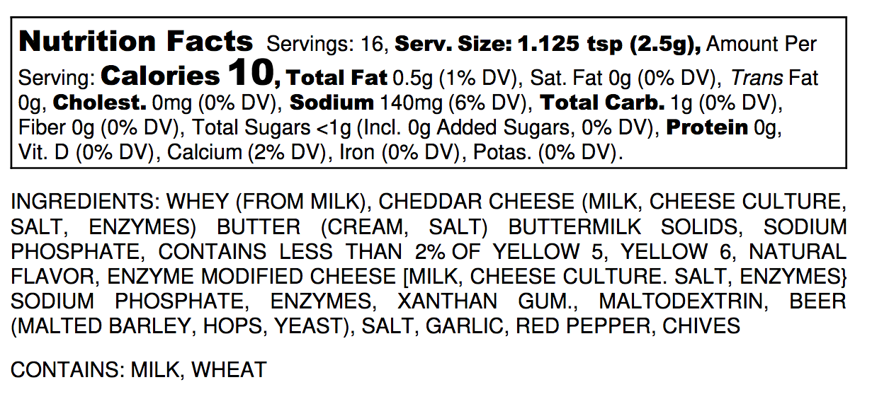 Beer Cheddar Dip Mix